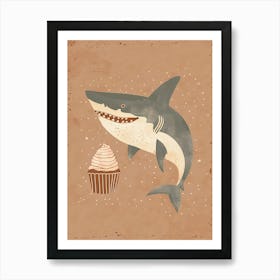 Shark & A Cupcake Muted Pastels 1 Art Print