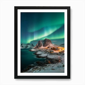 Aurora Borealis Over A Fjord Art Print