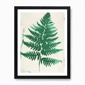 Green Ink Painting Of A Golden Leather Fern 3 Art Print