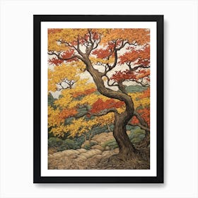 European White Elm 1 Vintage Autumn Tree Print  Art Print