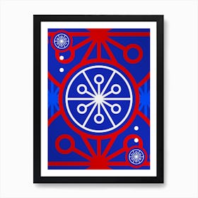 Geometric Glyph in White on Red and Blue Array n.0058 Art Print