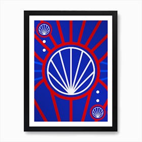 Geometric Abstract Glyph in White on Red and Blue Array n.0033 Art Print