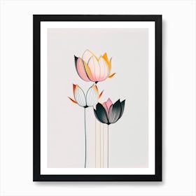 Lotus Flower Petals Minimal Line Drawing 4 Art Print