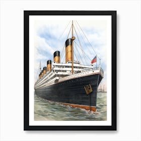 Titanic White Star Pencil Drawing 3 Art Print