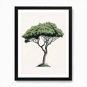 Acacia Tree Pixel Illustration 2 Art Print