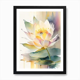 American Lotus Storybook Watercolour 1 Art Print