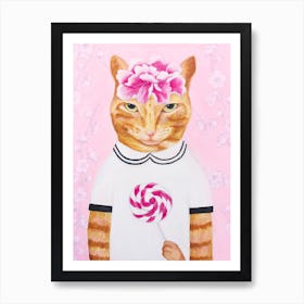 Cat And Lollypop Art Print