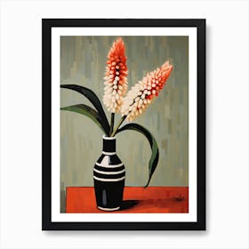 Bouquet Of Red Hot Poker Flowers, Autumn Fall Florals Painting 3 Art Print