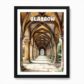 Glasgow Watercolor Vintage Travel V 05 Art Print