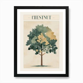 Chestnut Tree Minimal Japandi Illustration 3 Poster Art Print