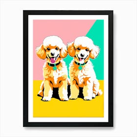 Poodle Pups, This Contemporary art brings POP Art and Flat Vector Art Together, Colorful Art, Animal Art, Home Decor, Kids Room Decor, Puppy Bank - 95th Art Print