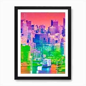 Port Of Melbourne Australia Retro Risograph Print 1 harbour Art Print