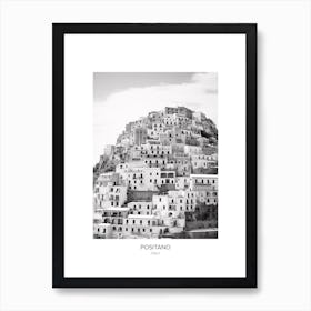 Poster Of Positano, Italy, Black And White Photo 2 Art Print