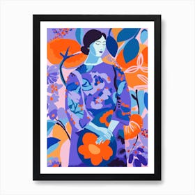 Woman In Flower Garden Art Print