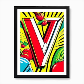 V   Vegetables, Letter, Alphabet Comic 2 Art Print