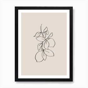 Lemon Beige Line Art 01 Art Print