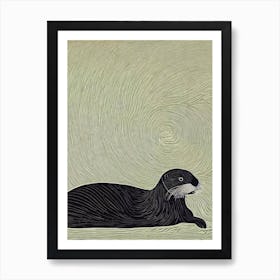 Sea Otter Linocut Art Print