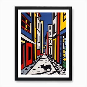Painting Of Paris With A Cat In The Style Of Pop Art, Illustration Style 1 Art Print