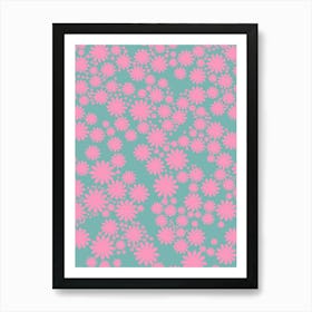 Daisy Garden | 06 - Mint And Pink Art Print