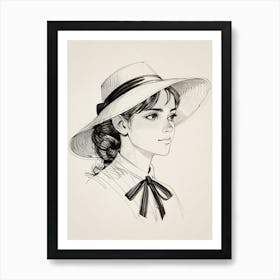 Portrait Of A Girl In A Hat Art Print