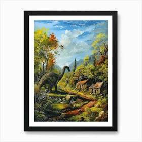 Dinosaur In An Ancient Village Painting 1 Art Print