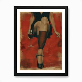 Girl With A Glass Of Wine 6 Art Print