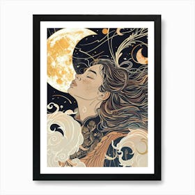 Moon And Stars women 2 Art Print