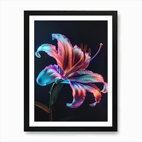 Lily Flower In The Dark Art Print