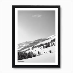 Mayrhofen, Austria Black And White Skiing Poster Art Print