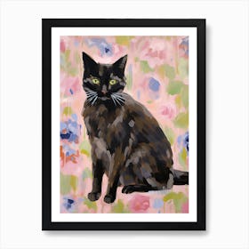 A Black Cat Painting, Impressionist Painting 3 Art Print