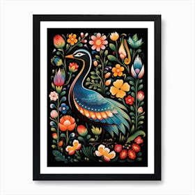 Folk Bird Illustration Goose 2 Art Print