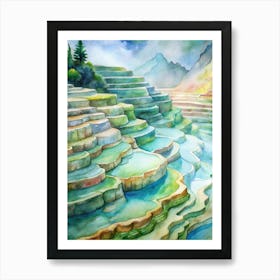 A Depiction Of Stone Terraces Filled With Vibrant (1) Art Print