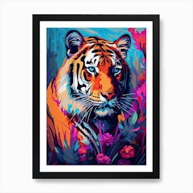 Tiger Art In Color Field Painting Style 1 Art Print