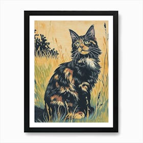 Maine Coon Relief Illustration 3 Art Print