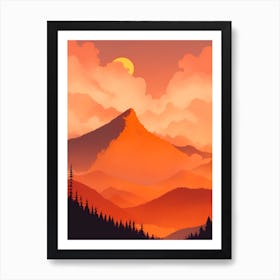 Misty Mountains Vertical Composition In Orange Tone 321 Art Print