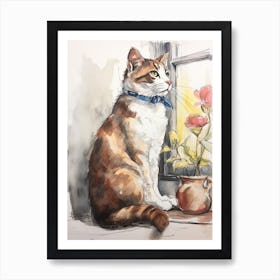 Storybook Animal Watercolour Cat 1 Art Print