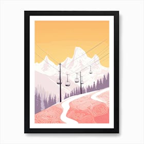 Cortina D Ampezzo   Italy, Ski Resort Pastel Colours Illustration 3 Art Print