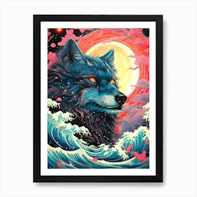 Wolf In The Ocean Art Print