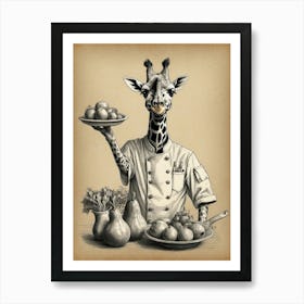 Chef Giraffe Canvas Print Art Print