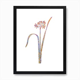 Stained Glass Cowslip Cupped Daffodil Mosaic Botanical Illustration on White n.0220 Art Print