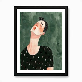 Illustration Of A Man With His Eyes Closed Art Print