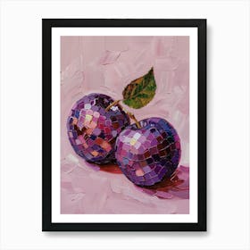 Disco Ball Plums Lilac Mosaic Painting Kitchen Art Print