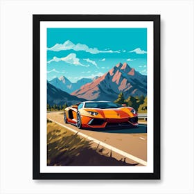 A Lamborghini Aventador In The The Great Alpine Road Australia 1 Art Print