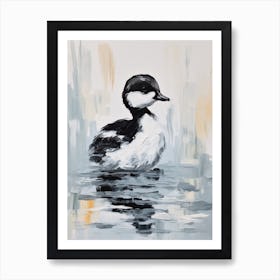 Abstract Grey Gouache Painting Of A Duckling 2 Art Print