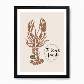 Lobster I Love Food Art Print