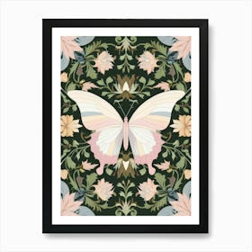 Floral Pattern With Butterfly Vector Style William Morris Art Print