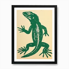 Simple Green Lizard Bold Block 3 Art Print