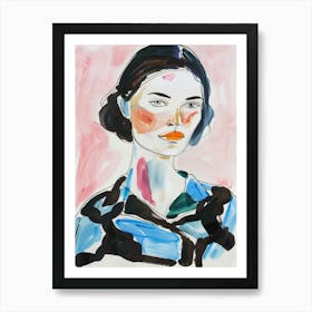 Portrait of a Woman with Short Hair. Watercolor Art Print