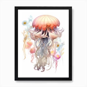 Upside Down Jellyfish Pencil Drawing 2 Art Print