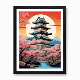 Matsumoto Castle, Japan Vintage Travel Art 2 Art Print